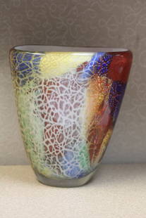 Murano Artglass Vase: 7 1/4" tall x 6 3/8" wide