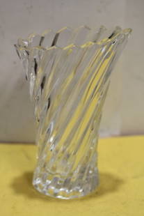 A Pressed Clear Vase: glass or crystal - 5 inches tall
