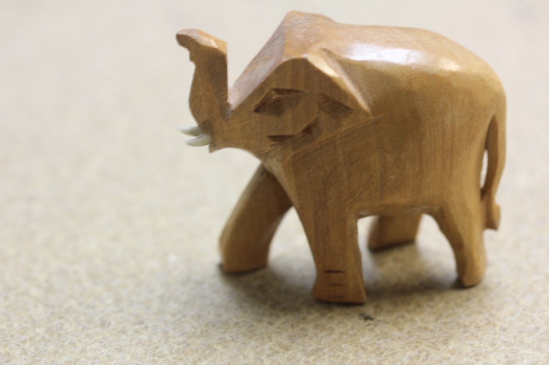 Small Wooden Elephant: 2 3/8" across
