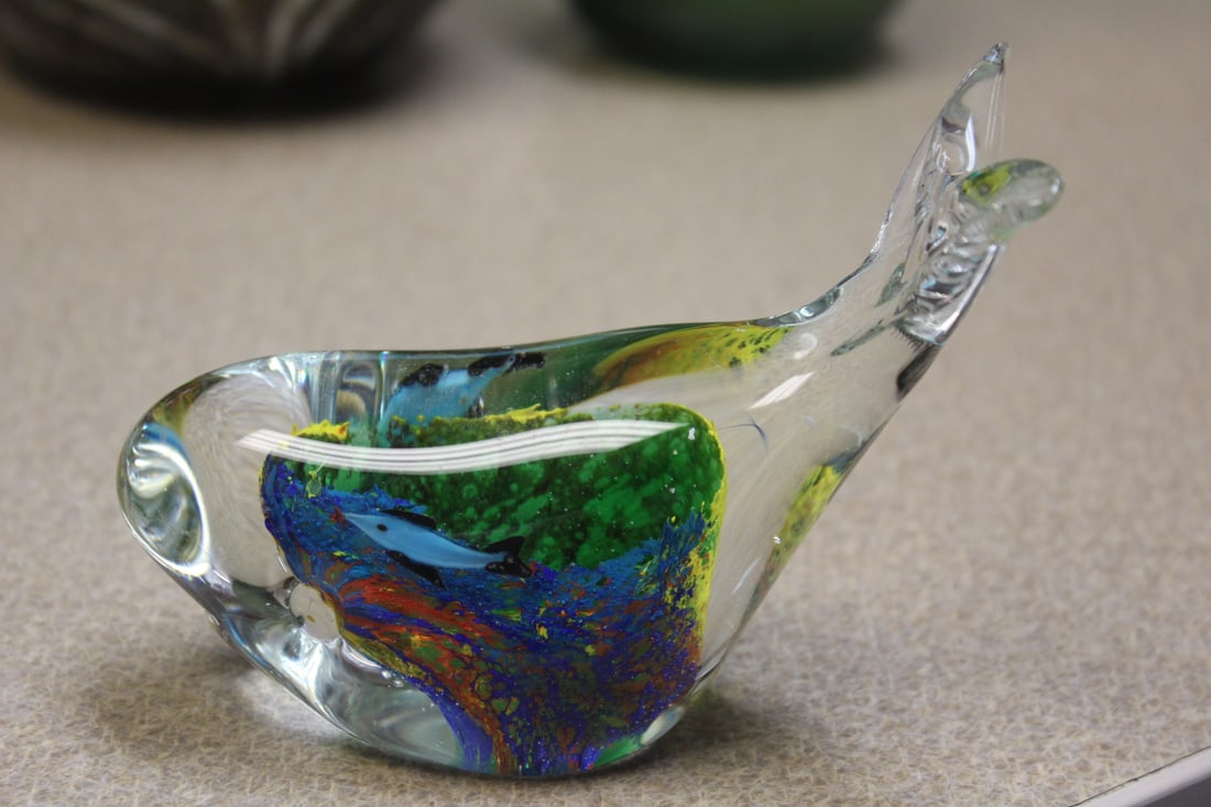 An Art Glass Paperweight: shark form - 4 1/2" across