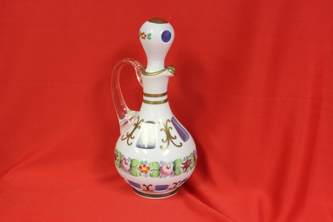 A Bohemian Cut Glass Cruet: 7 1/2" tall
