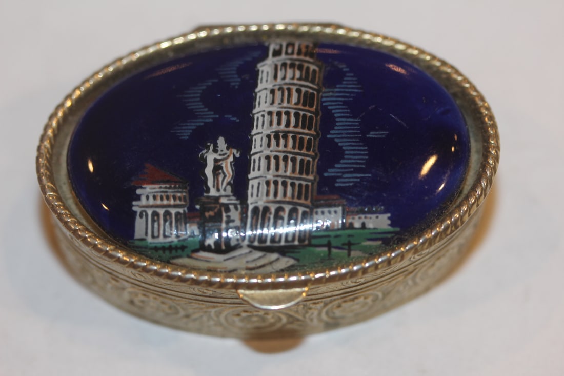 Enamel Pill Box: 2" across