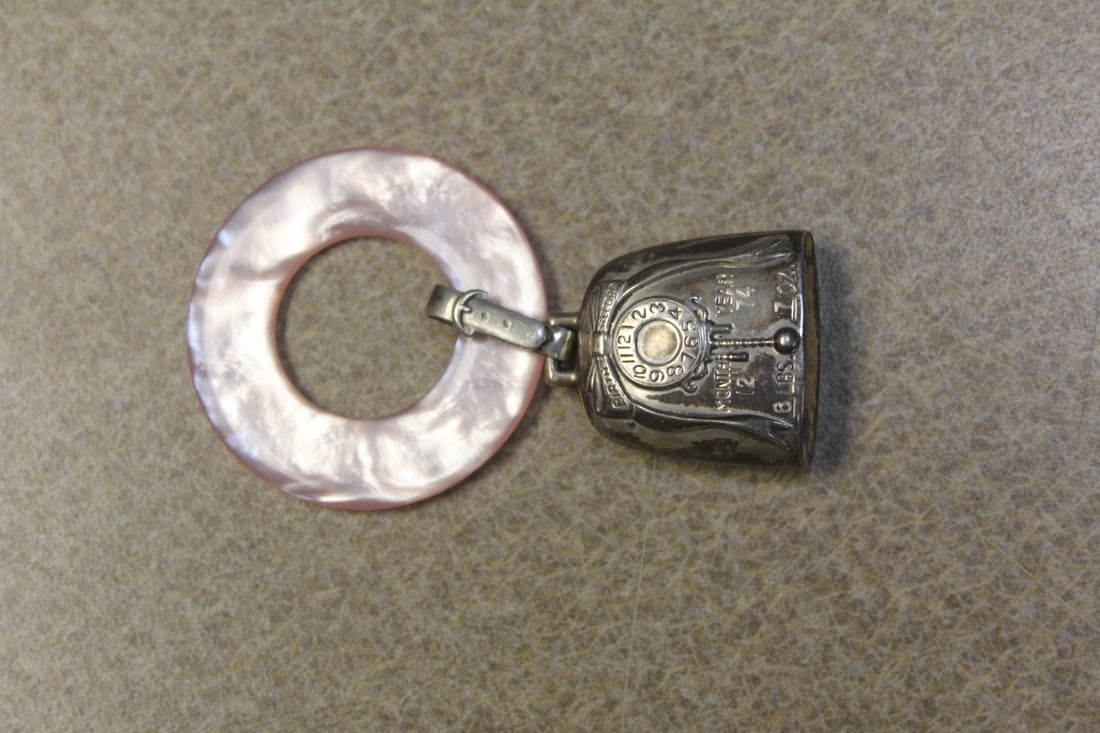 Baby Teething Sterling Rattle: dated 1984 - 3 inches long