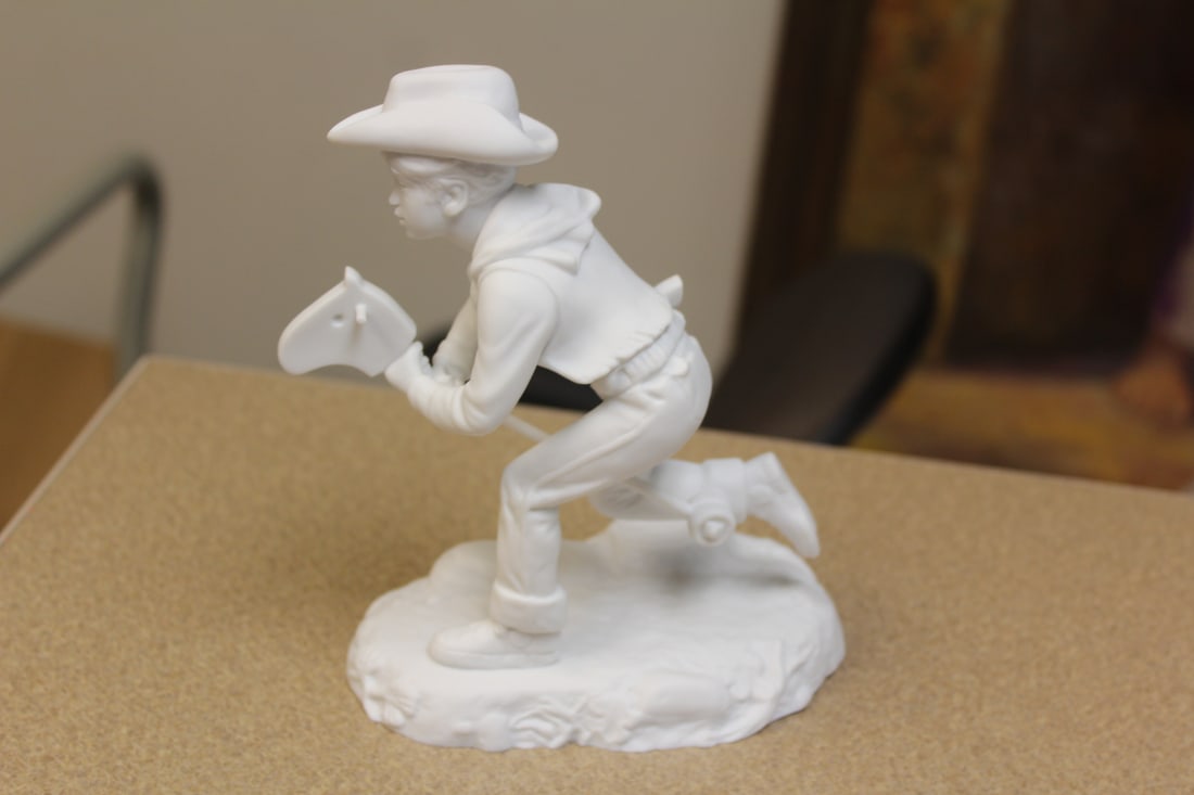 Norman Rockwell Franklin Mint Bisque Figurine: "Ride them cowboy" - 6 1/2" tall