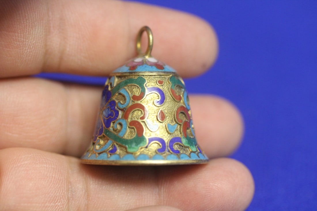 A Miniature Cloisonne Bell: 1 1/4" tall