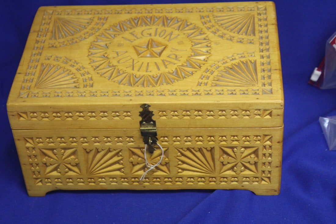 Well Carved Wooden Box: 10 3/4" across