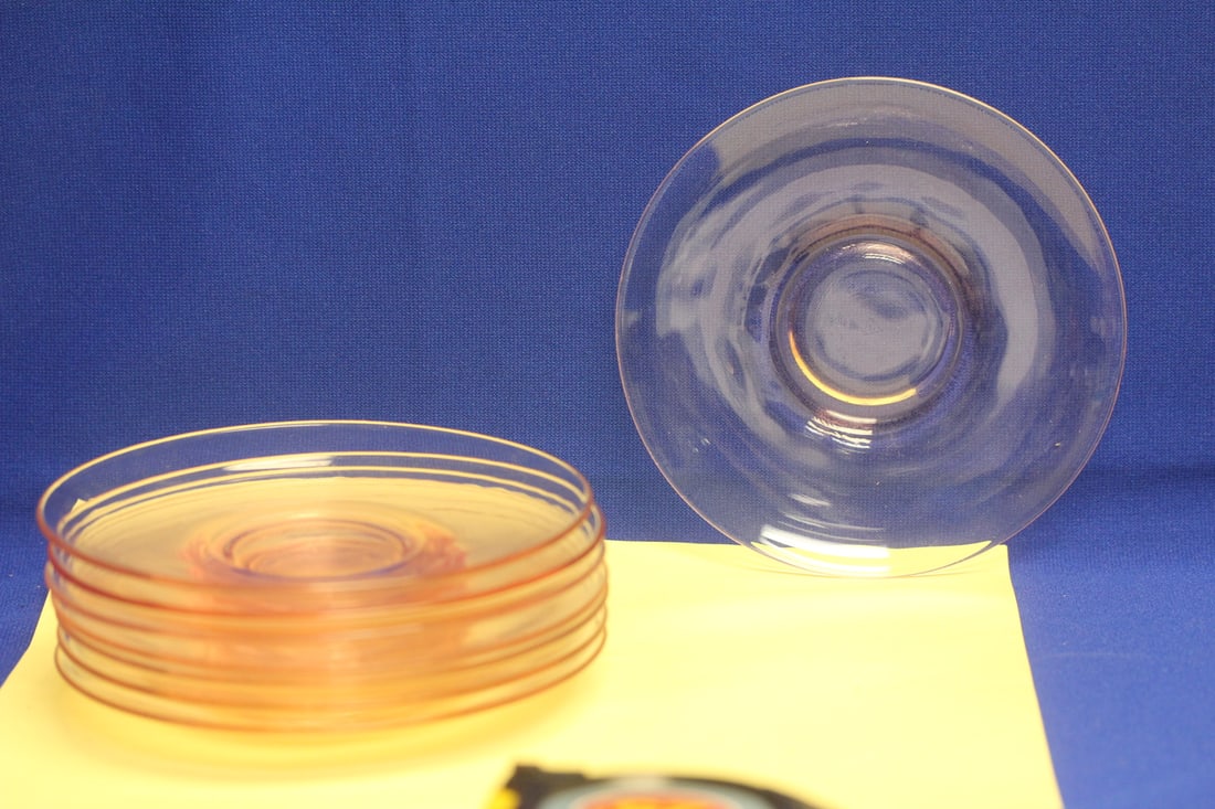Lot or Set of 8 Pink Depression Glass Plates: 5 7/8" in diameter