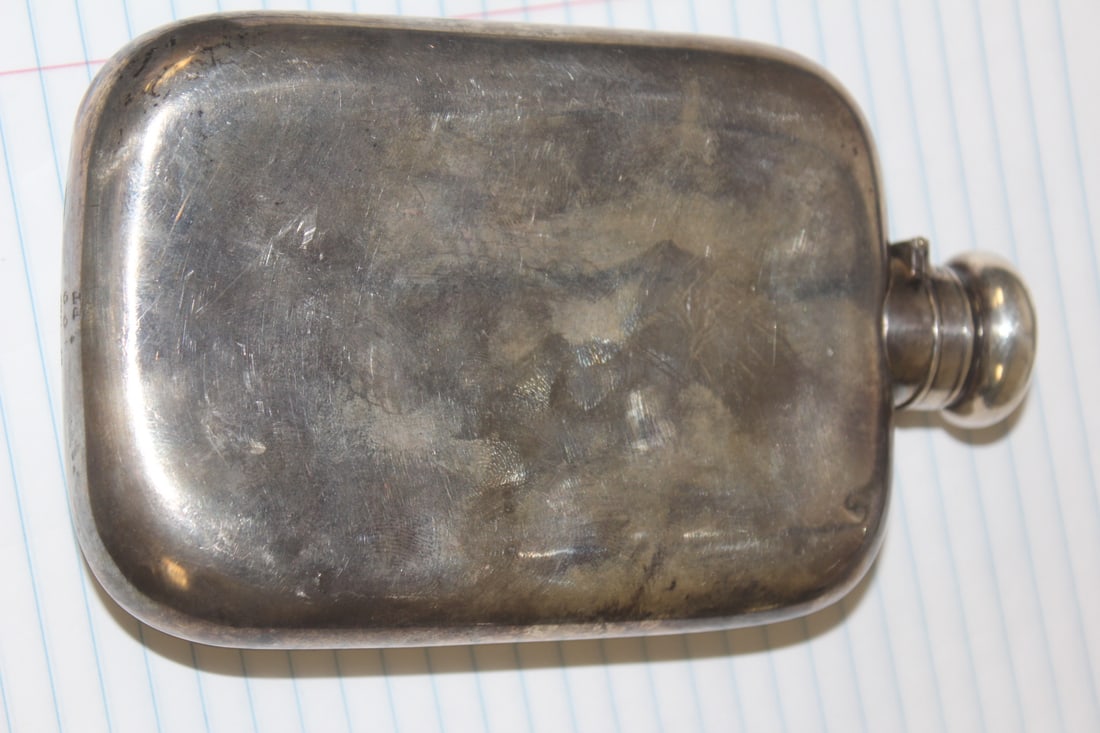 Sterling Flask: marked sterling - about 142 grams - 6 1/8" long