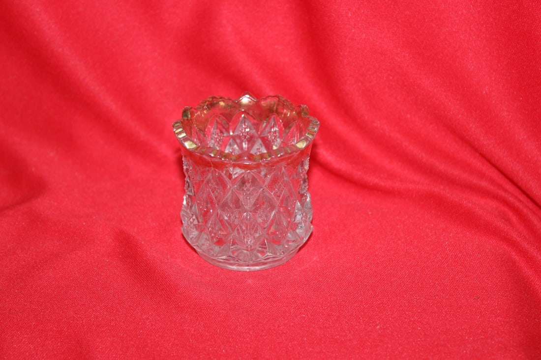 A Pressed Glass Toothpick Holder: 2" tall