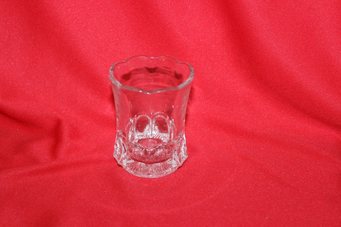 A Pressed Clear Glass Toothpick Holder: 2 1/2" tall