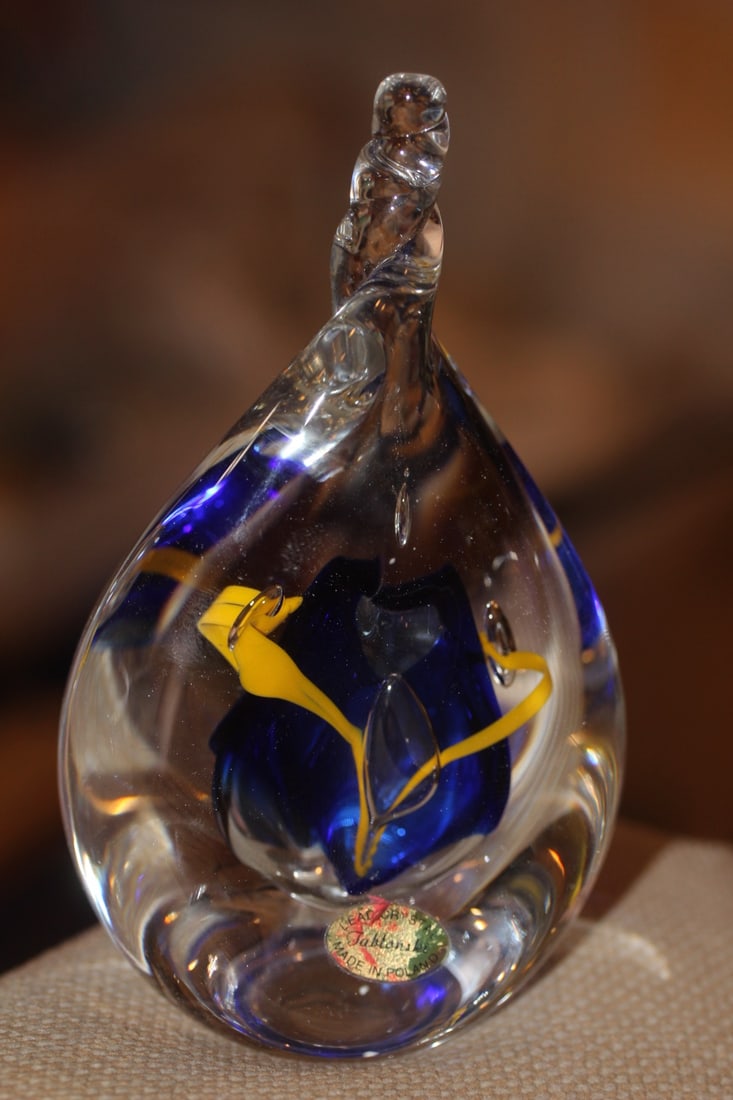 Art Glass Paperweight: signed - 5 1/2" tall