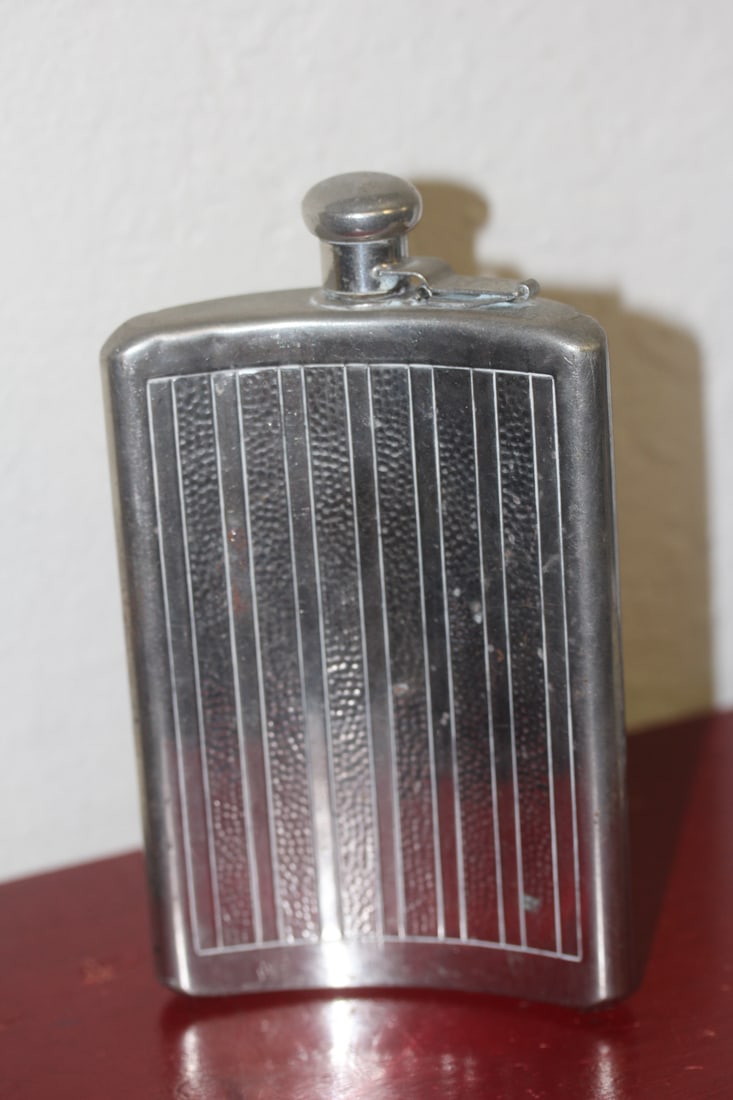 Silverplate Flask: vintage - 6 5/8" tall