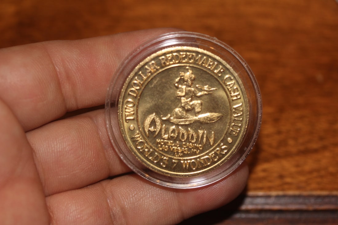 Aladdin Gold Plated $2.00 Casino Token: clad