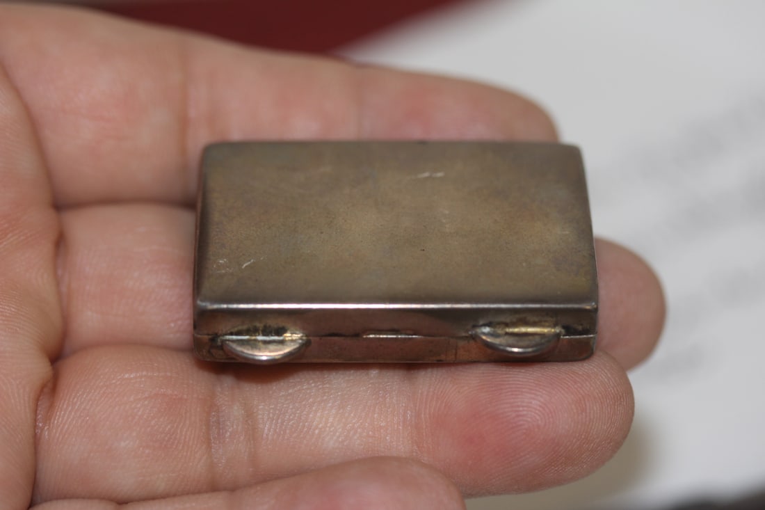 Tiffany and Co. Sterling Pill Box: gold wash finish inside - 1 5/8" across - marked