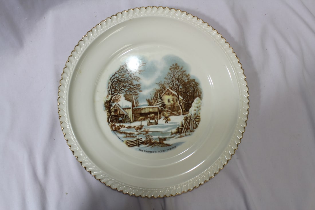 A Currier and Ives Dinner Plate: 10 1/4" in diameter