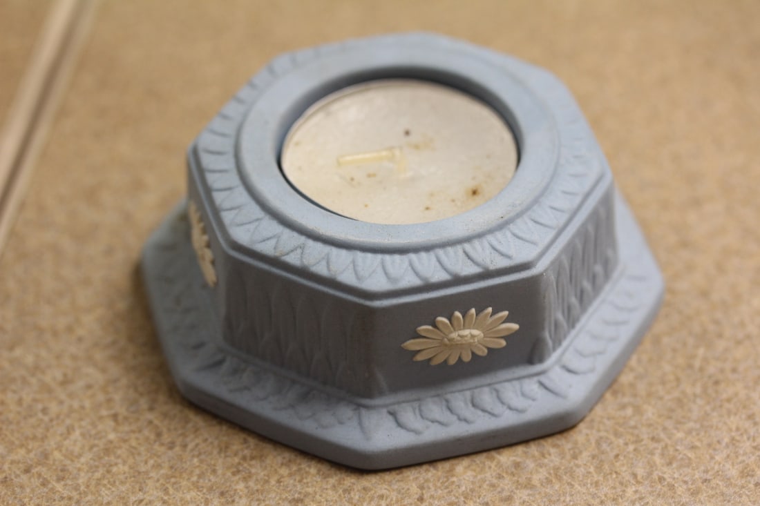 Wedgwood Candle Holder: 3 3/4" in diameter