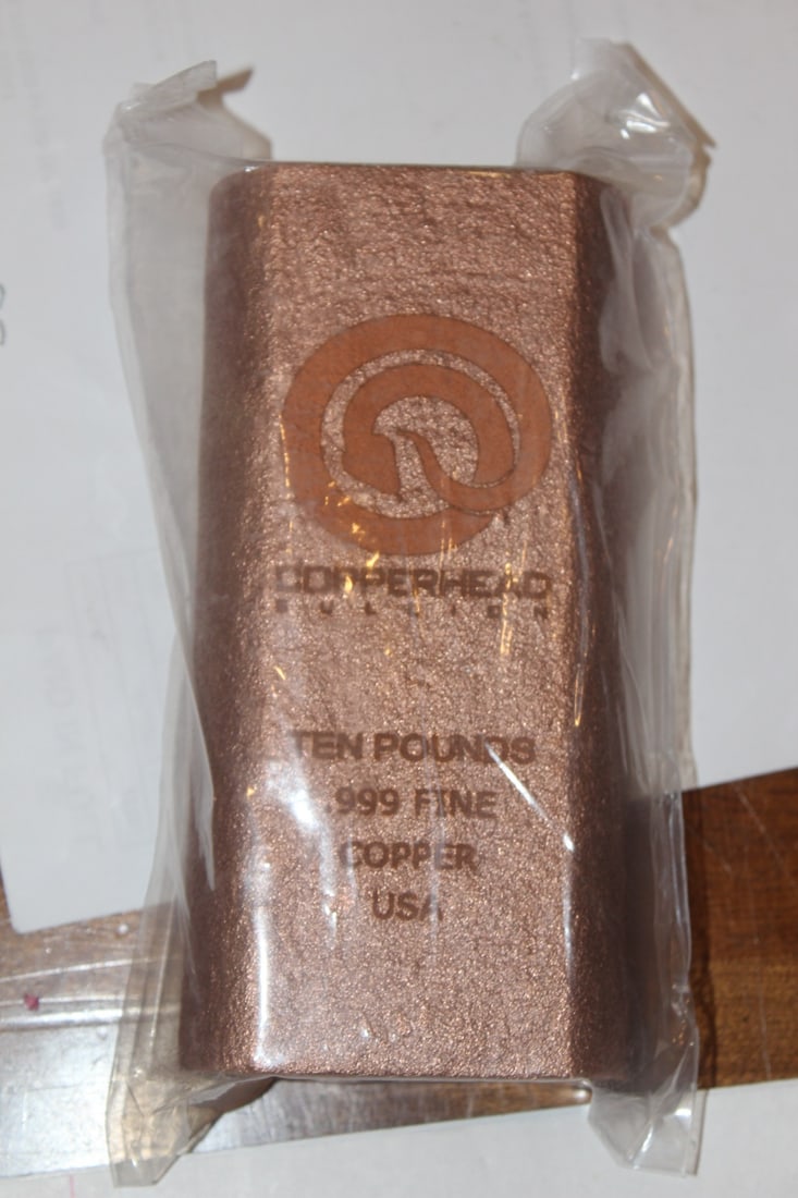 10 Pound Copperhead Copper Bar: as shown on photos