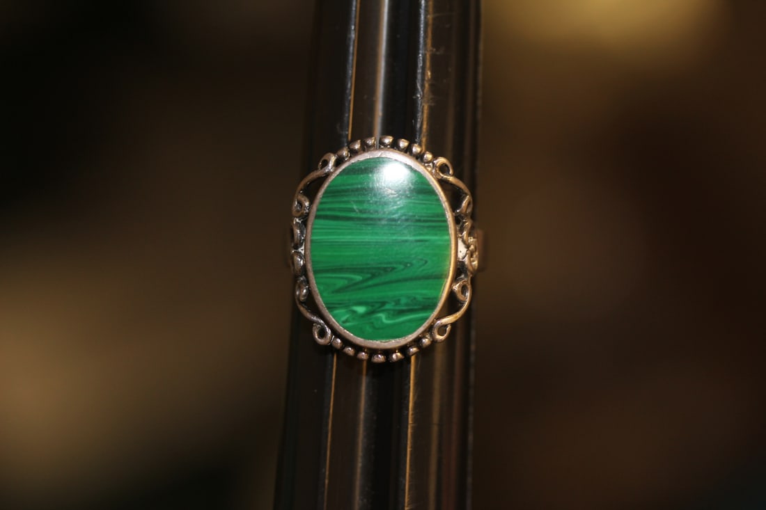 Malachite and Sterling Ring: as shown