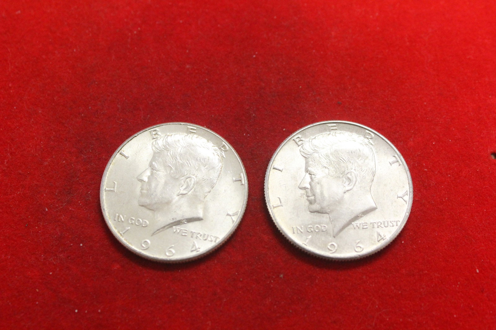 Lot Of 2 1964 Kennedy Silver Halves: 90% silver