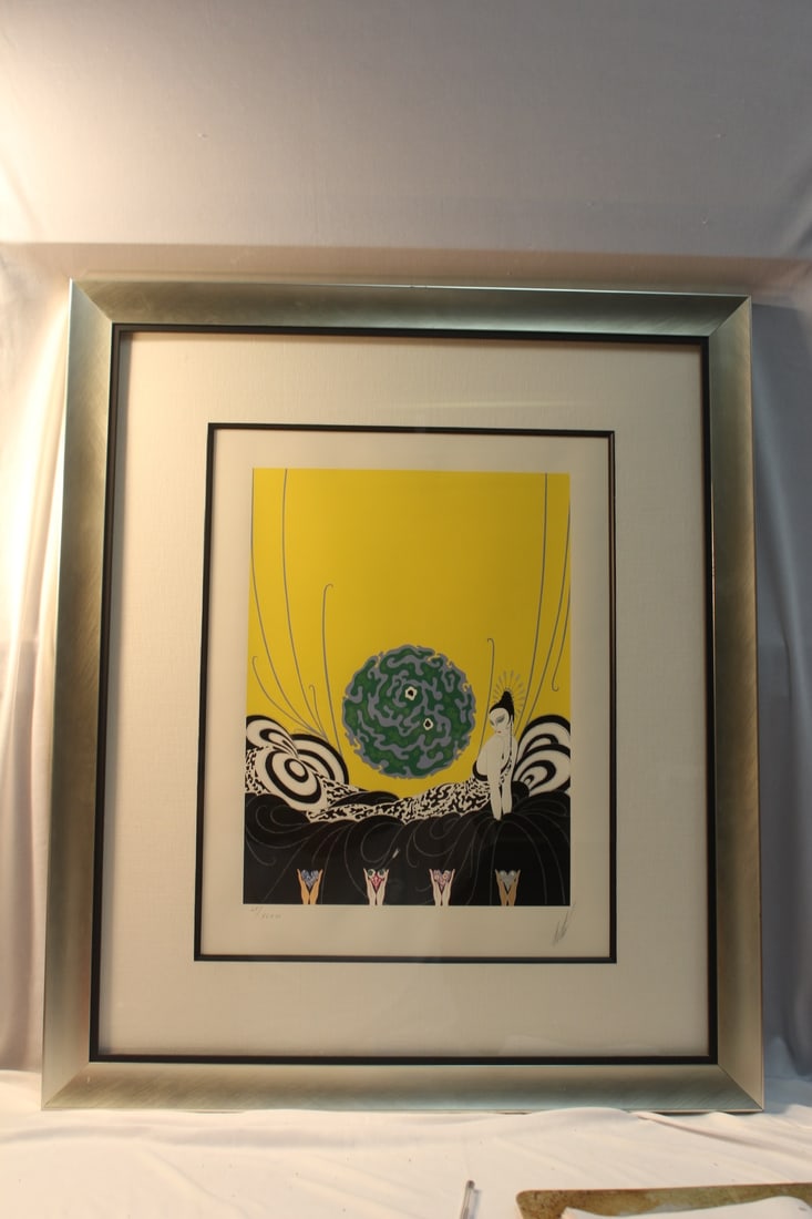 An Erte Lihtograph: framed - overall= 32" x 27" - hand signed - limited edition 60/98