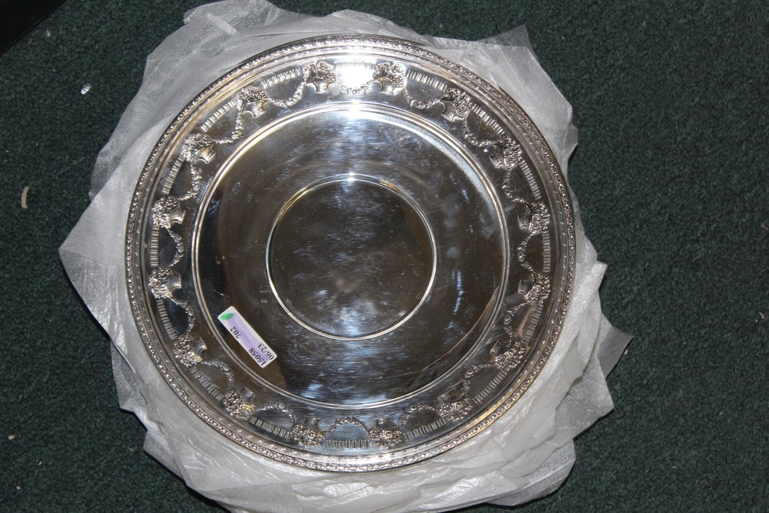 Ornate Reed and Barton Silverplate Dinner Plates: set of twelve - 11 1/4" in diameter