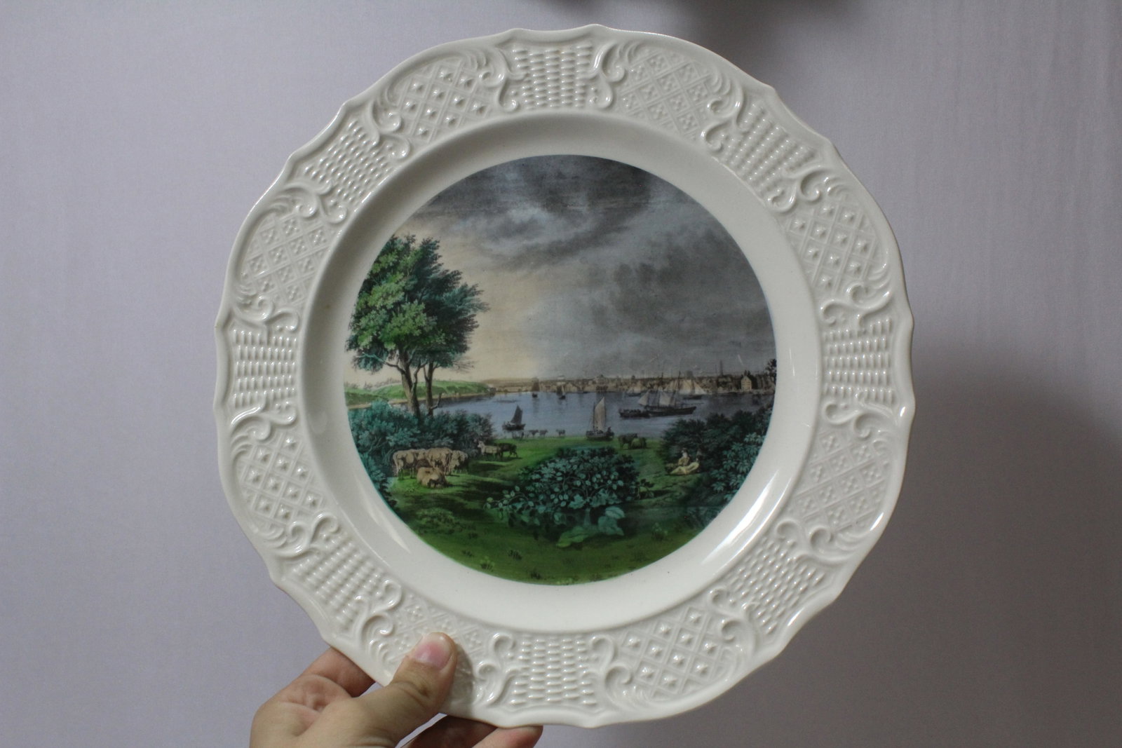 A Currie and Ives Ceramic Plate: 10 1/4" in diameter