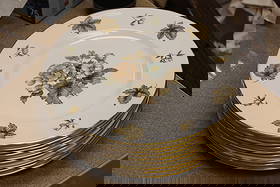 Set of 9 Royal Worcester "Dorchester" Plates: dinner plates - each plate= 10 3/8" in diameter