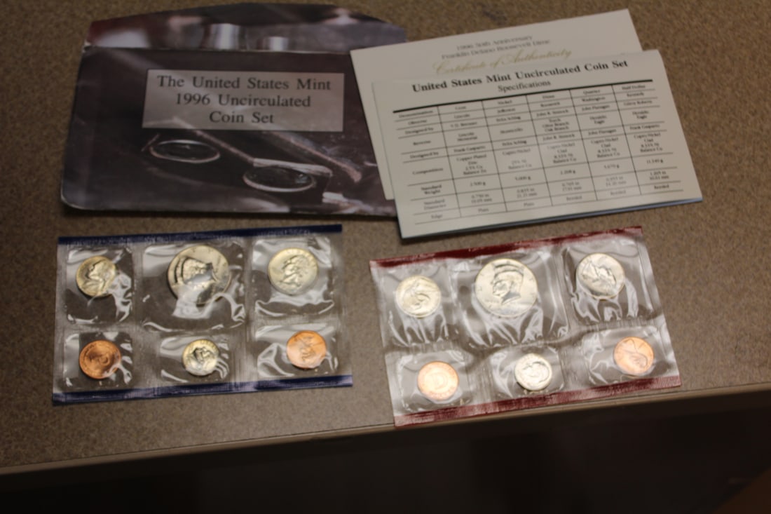 1996 US Mint Coin Sets: with COA - total 12 coins