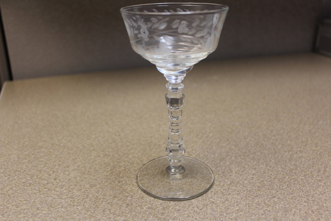 An Etched Glass Goblets: 5 3/4" tall