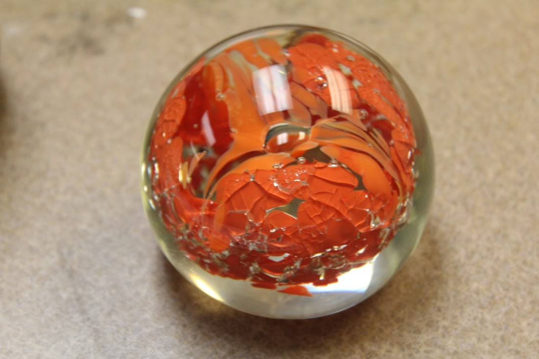 Artglass Paperweight: 2 3/8" in diameter