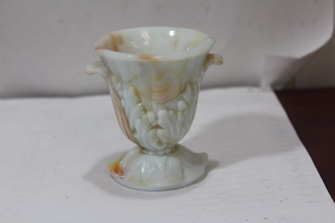 A Vogue Marbled Glass Toothpick Holder: 3" tall