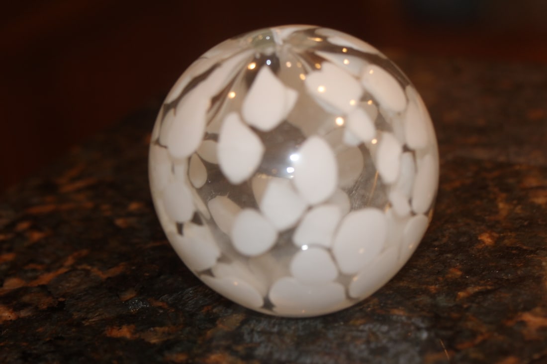 Art Glass Circular Oil Lamp?: or paperweight - 3 1/2" in diameter