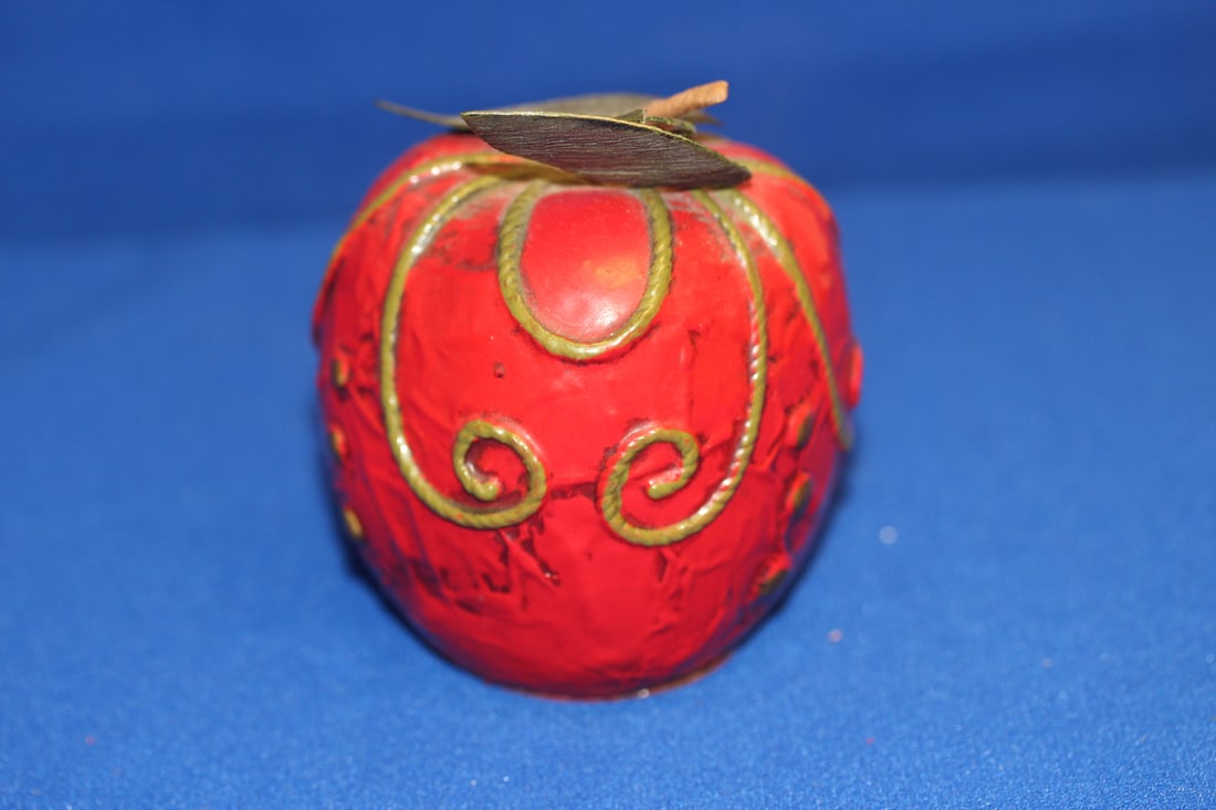A Paper Mache Paperweight: please note: one leaf peeled as shown - 3 3/4" tall