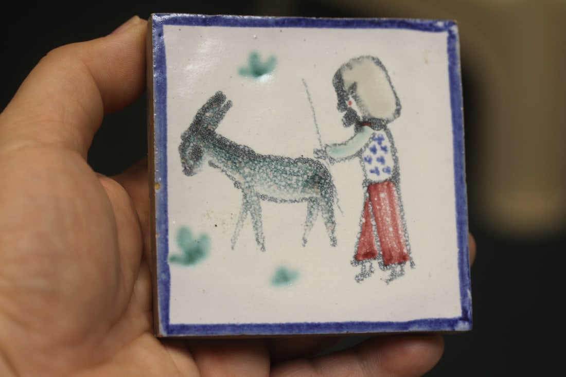 Vintage Tile Coaster: marked - 3 1/4" square