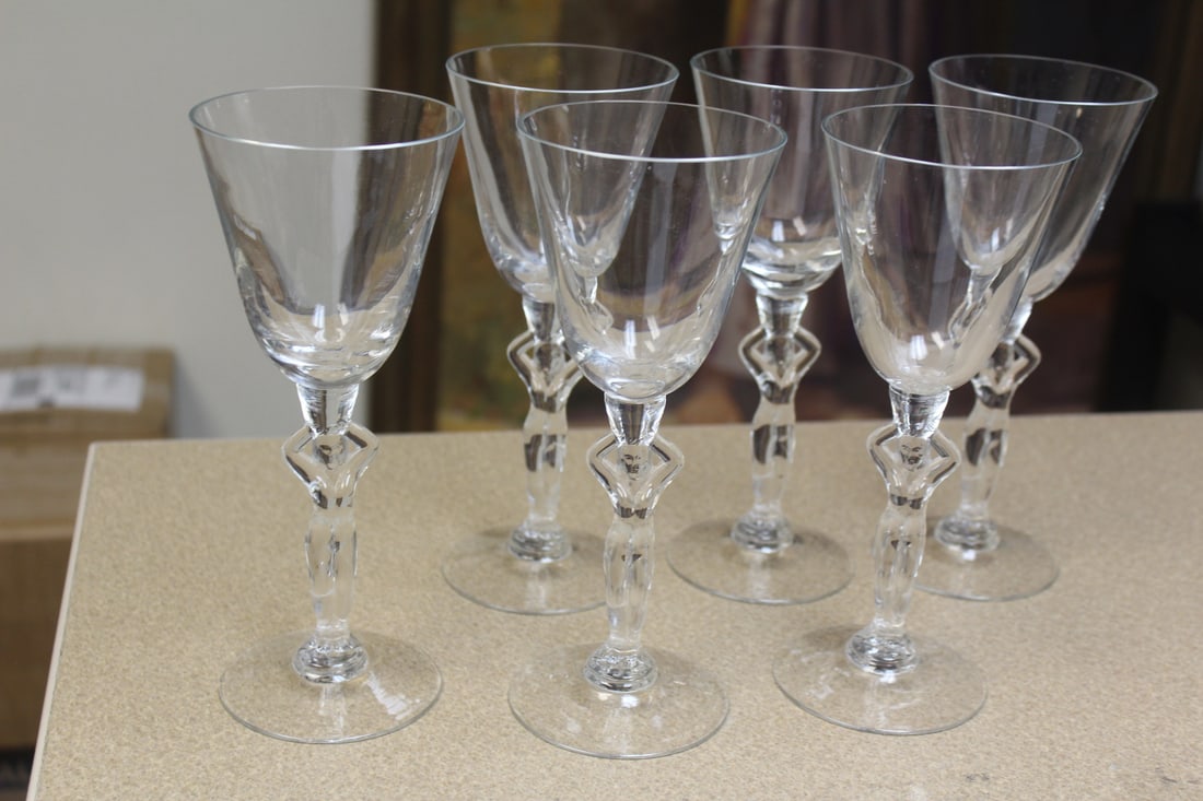 Vintage Nude Stem Goblets: possibly art deco period? - 8 1/4" tall