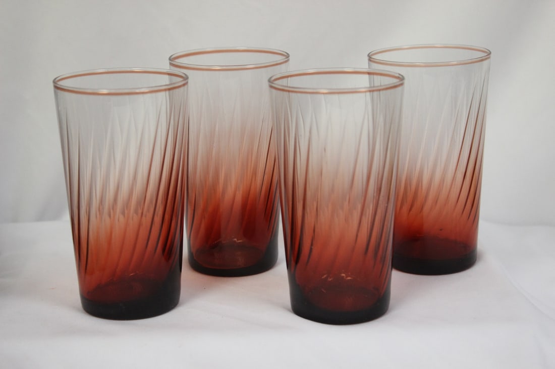 Lot Of 4 Ruby Red Tumblers: 4 3/4" tall