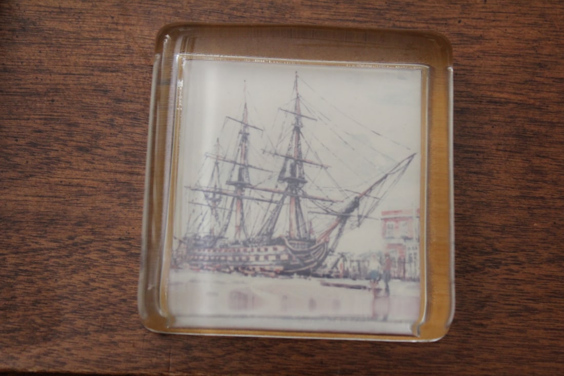 England Square Glass Paperweight: 2 1/2" square