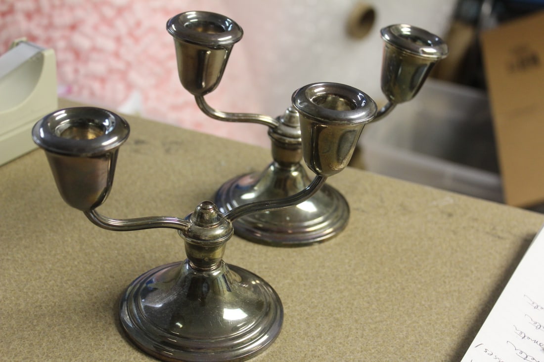 Pair of Weighted Sterling Candleabras (1 of 5)