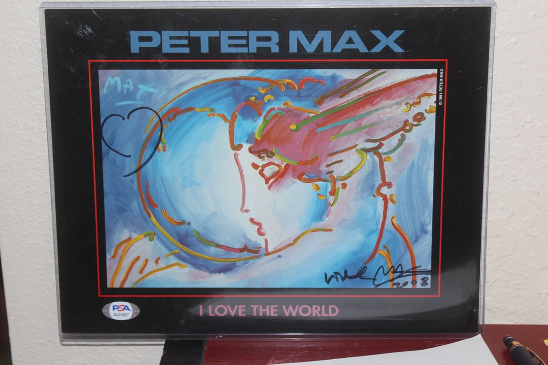 Signed Peter Max Print: or lithograph - dated 2008 - authenticated by PSA - 10 3/4" x 8 3/9