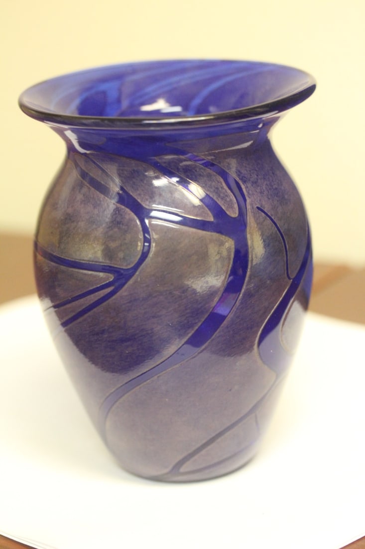 A Signed Iridescent Artglass Vase (1 of 7)