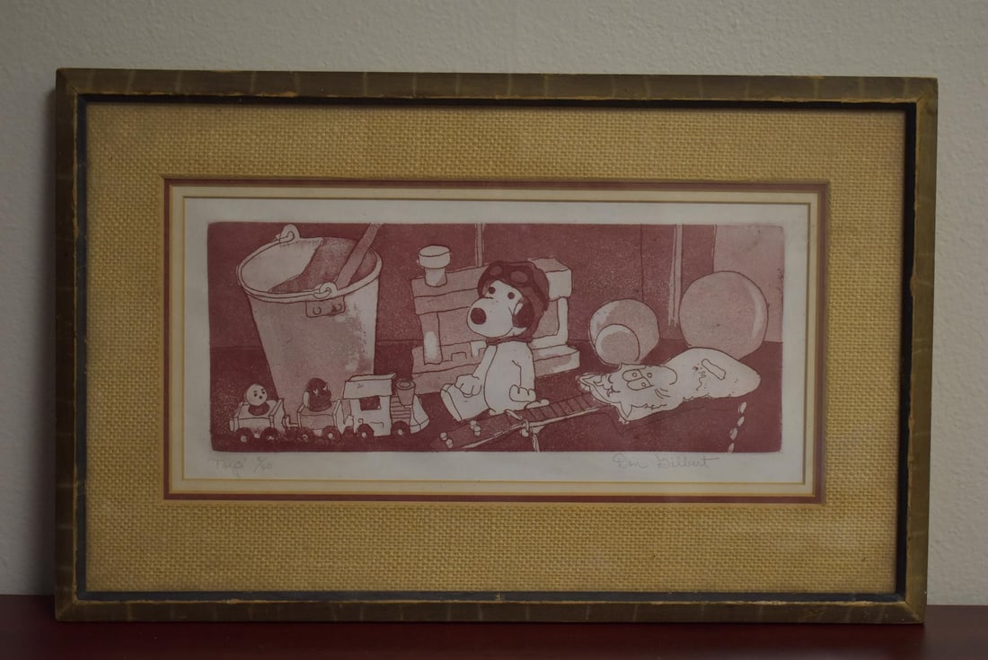 Don Gilbert Puff Art Lithograph: signed and numbered - framed - overall= 17 1/2" x 11" - sight= 11 1/4" x 4 1/2"