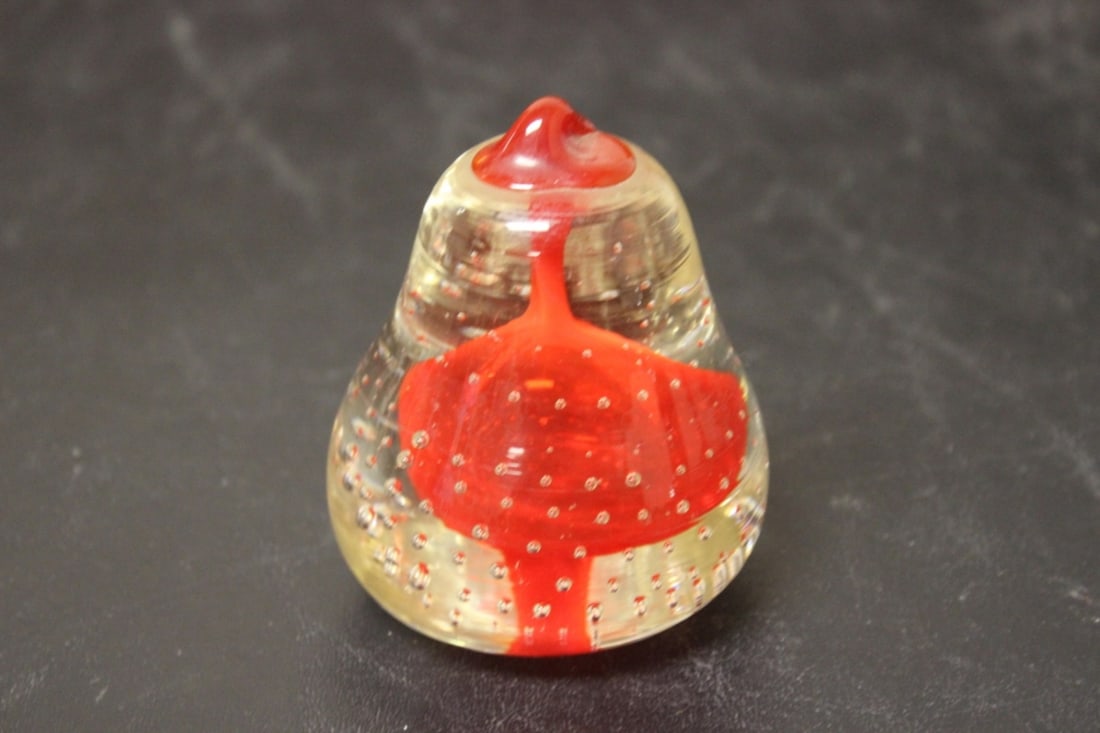 A Control Bubble Art Glass Paperweight: 3 3/4" tall
