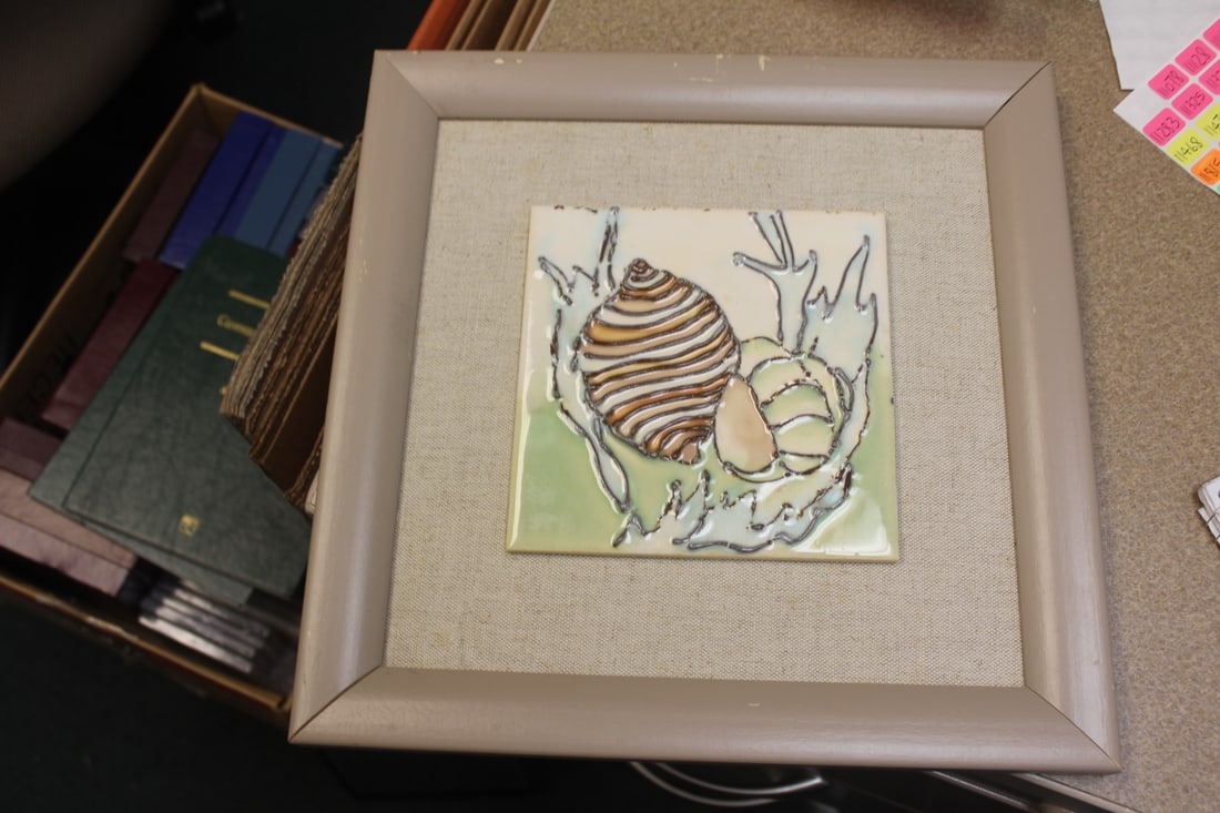 Framed Harris Strong Tile: overall= 12" x 12 1/4" - tile= 6" x 6"