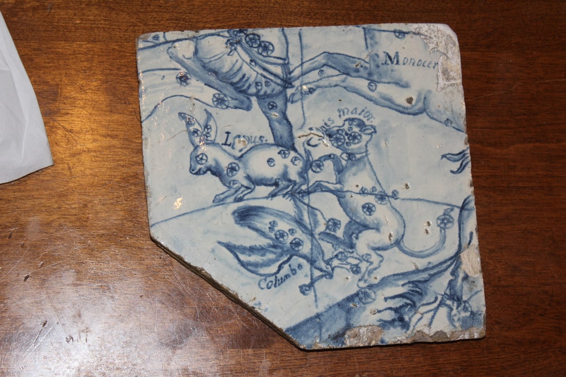 Antique Delft Tile: 18th/19th century - 7 3/4" square - has some writing on the back