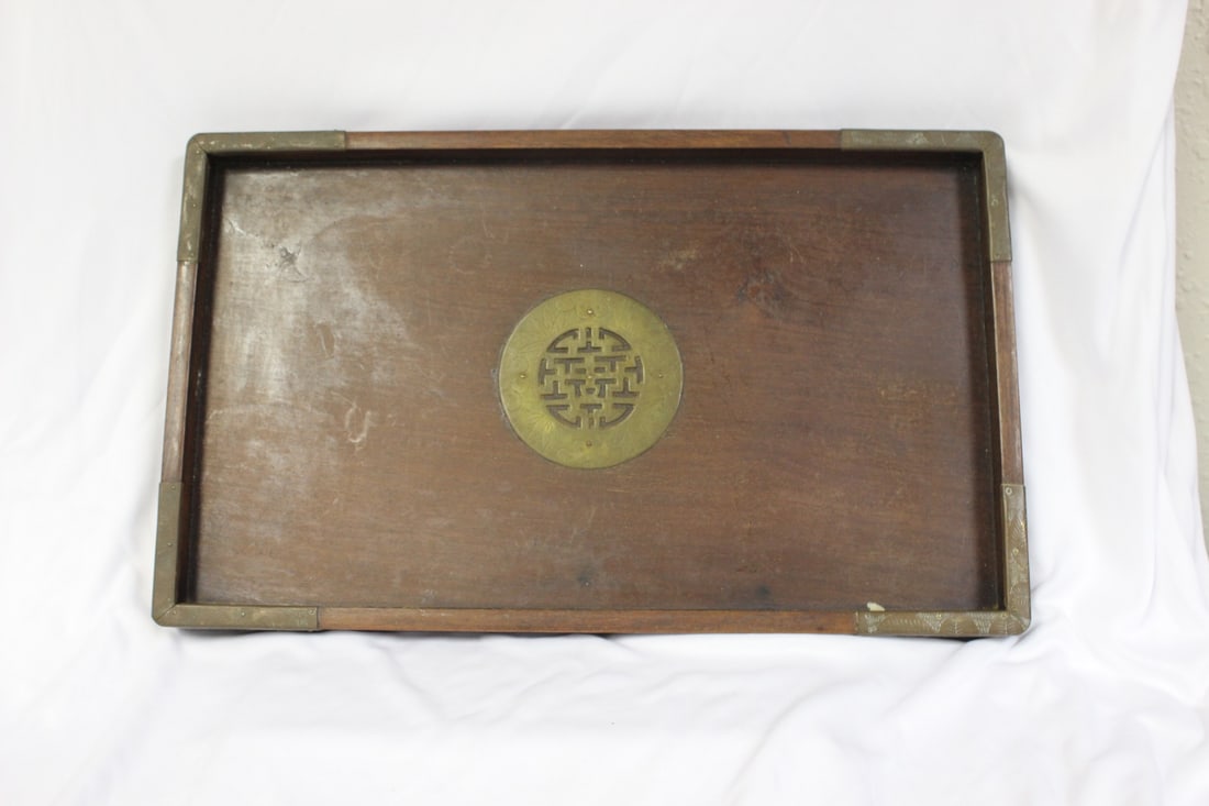 A Hardwood Chinese Tray: 17 1/2" long
