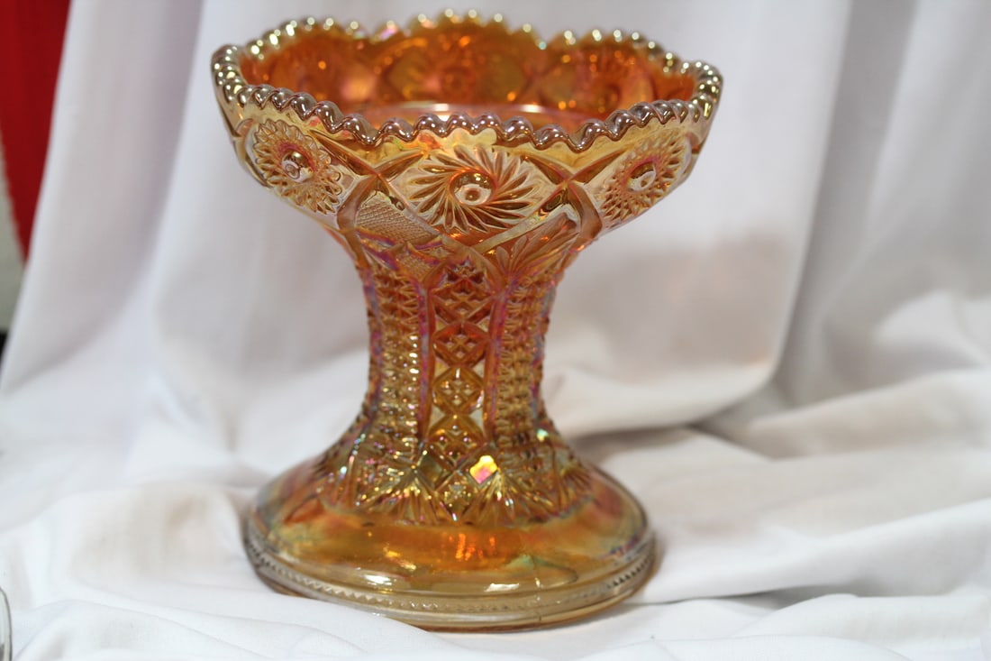 A Carnival Glass Candlestick Holder: or vase - 5 1/2" tall
