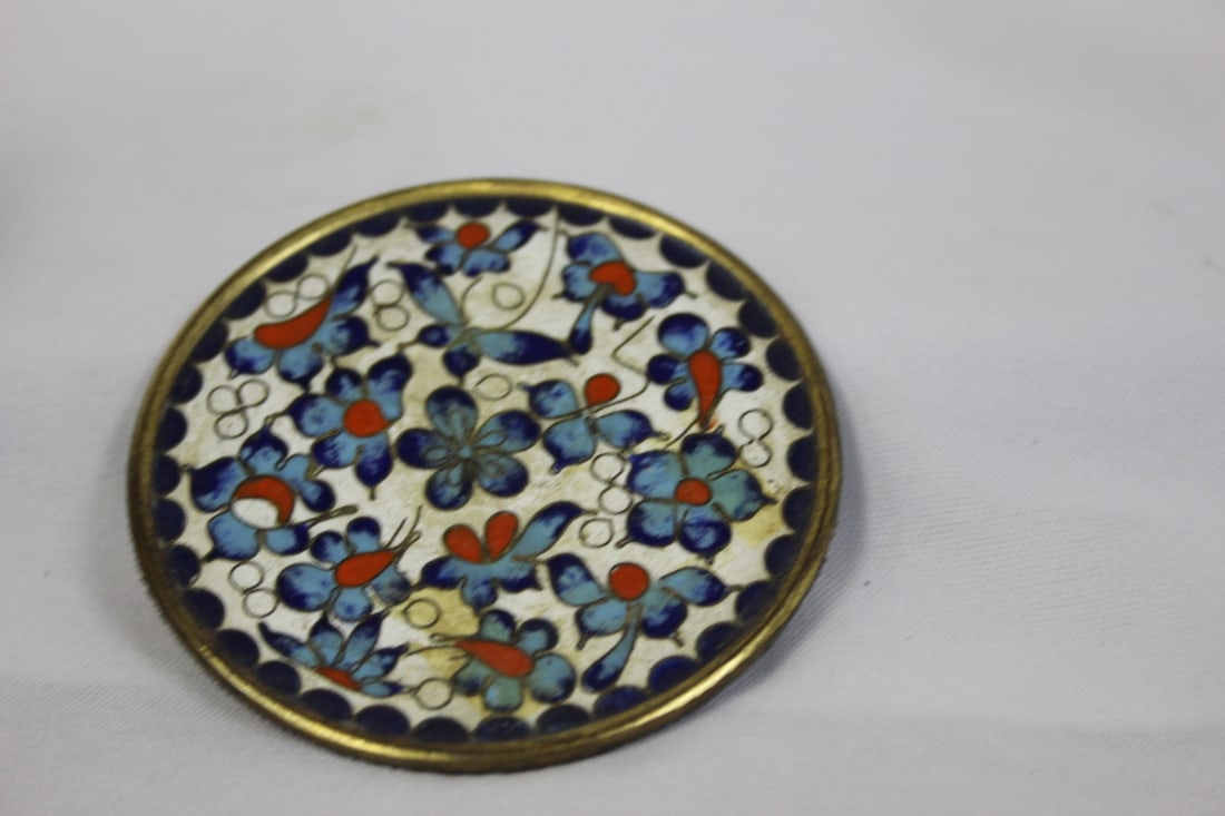 A Cloisonne Coaster: 3" in diameter