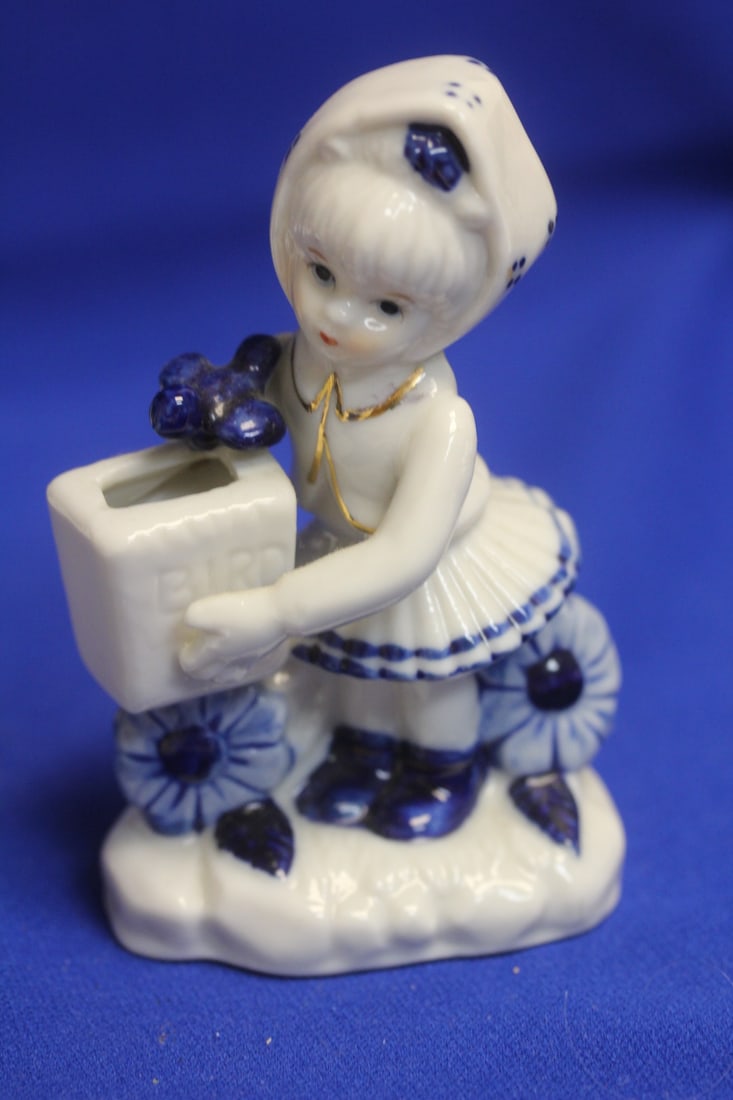 A Delft Style Ceramic Girl: 4 1/2" tall