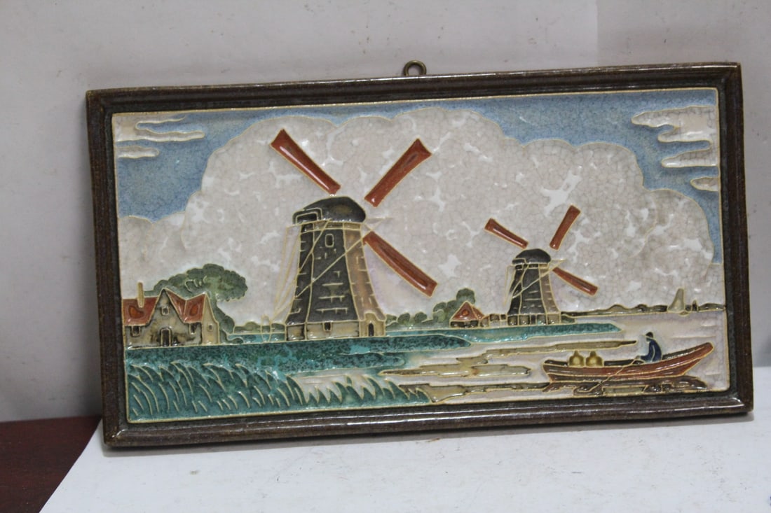 A Vintage Polychrome Delft Tile: 8 3/4" across