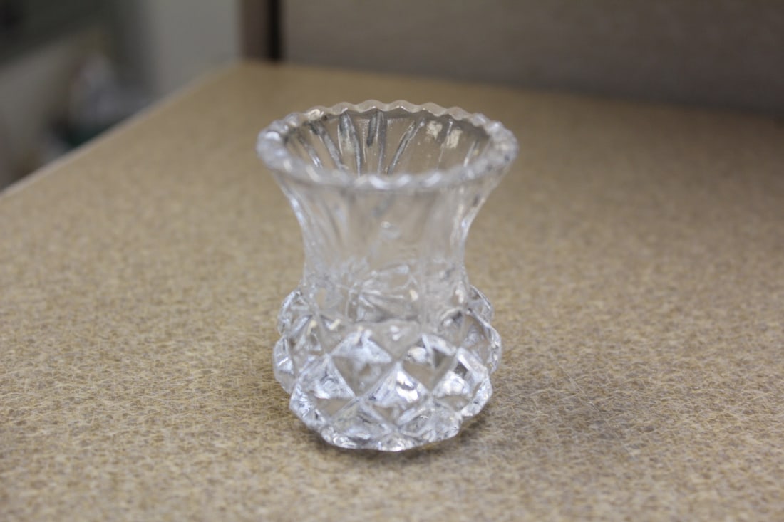 Vintage Press Glass Toothpick Holder: 2 1/4" tall